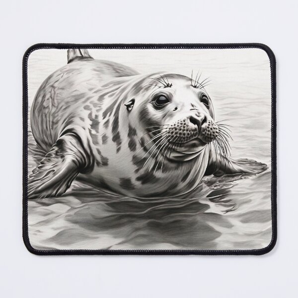 Item preview, Black and white seal pencil drawing designed and sold by Pencil-Art.