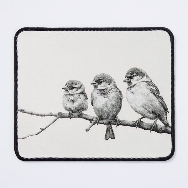 Item preview, Black and White Bird Pencil Drawing designed and sold by Pencil-Art.