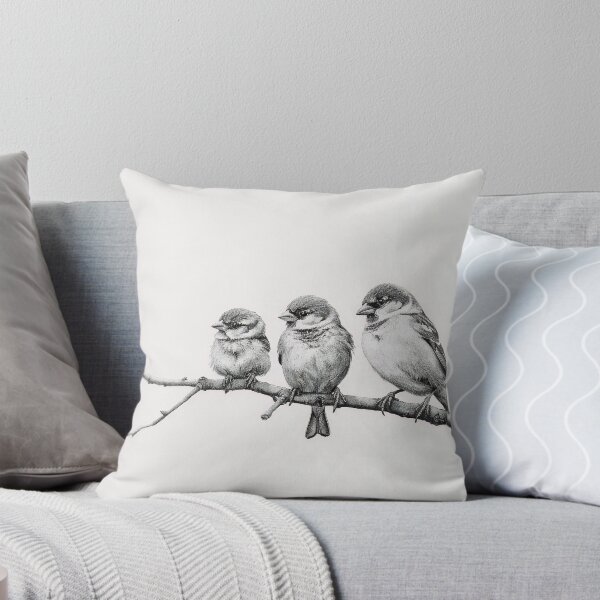 Item preview, Black and White Bird Pencil Drawing designed and sold by Pencil-Art.