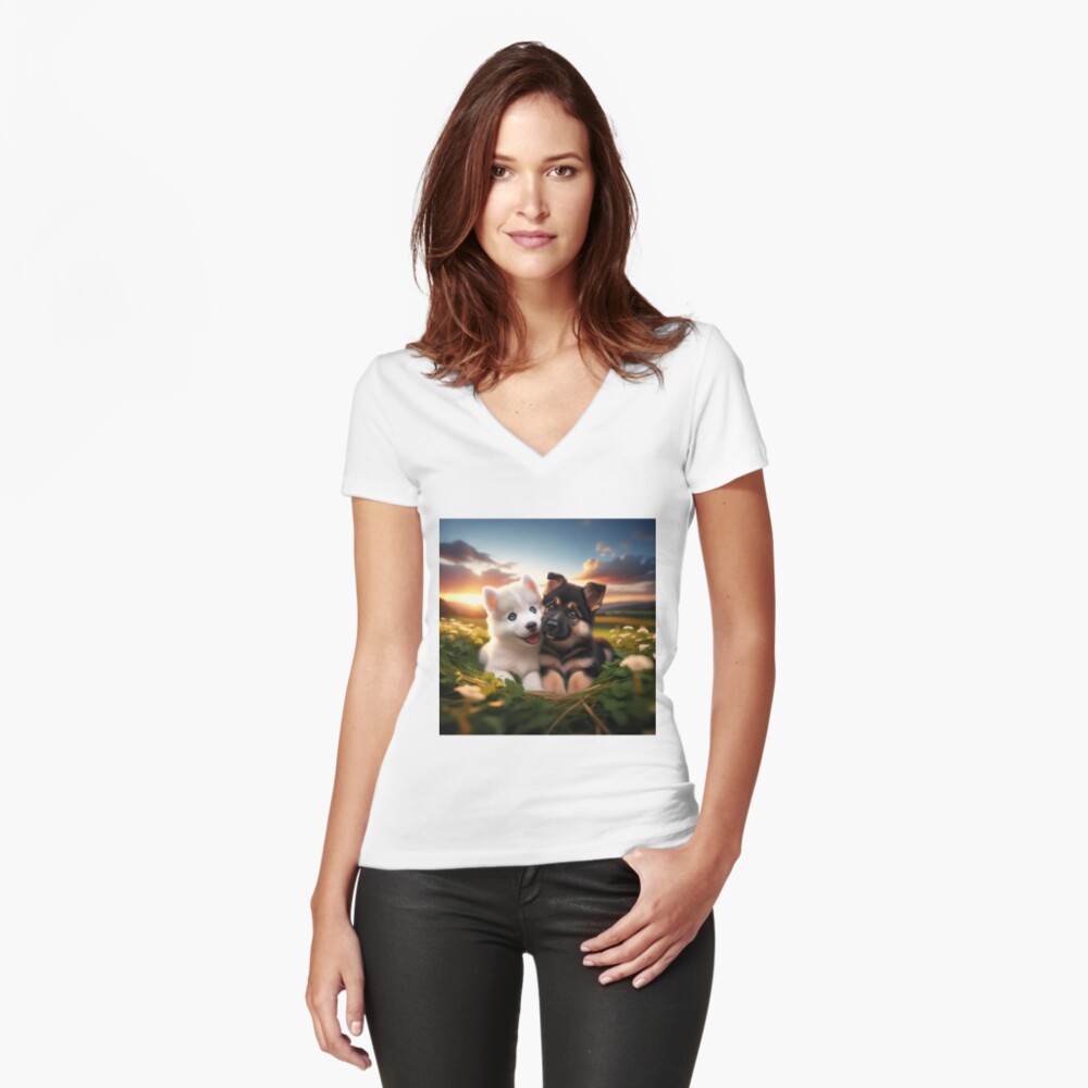 Item preview, Fitted V-Neck T-Shirt designed and sold by starchim01.