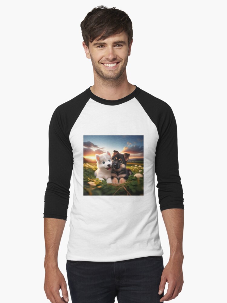 Thumbnail 1 of 3, Baseball ¾ Sleeve T-Shirt, Puppy love designed and sold by starchim01.