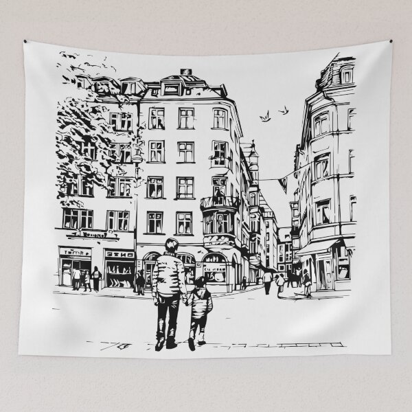 Item preview, A man with a child in the city. designed and sold by Svetlanhcik.