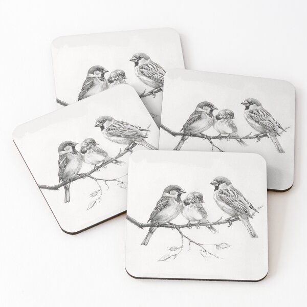 Item preview, Black and White Bird Pencil Drawing designed and sold by Pencil-Art.