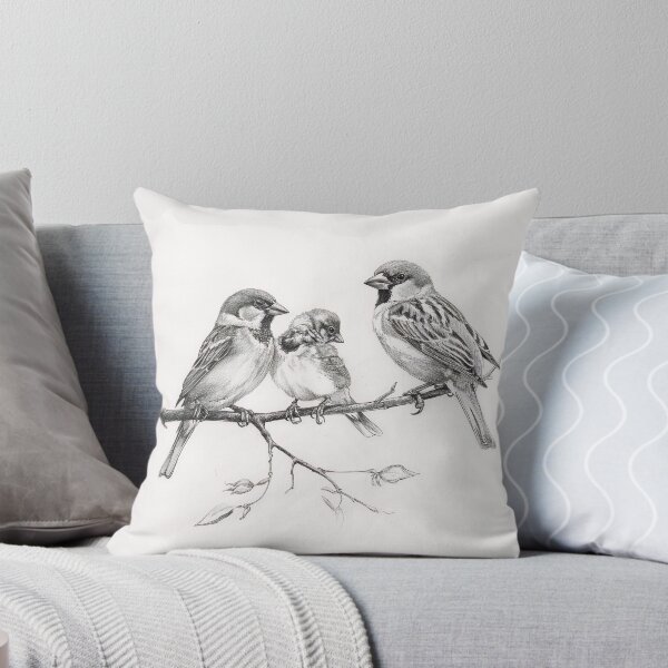 Item preview, Black and White Bird Pencil Drawing designed and sold by Pencil-Art.