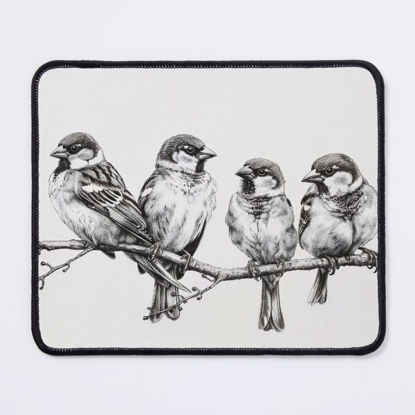 Item preview, Black and White Bird Pencil Drawing designed and sold by Pencil-Art.
