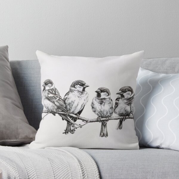Item preview, Black and White Bird Pencil Drawing designed and sold by Pencil-Art.