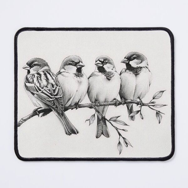Item preview, Black and White Bird Pencil Drawing designed and sold by Pencil-Art.
