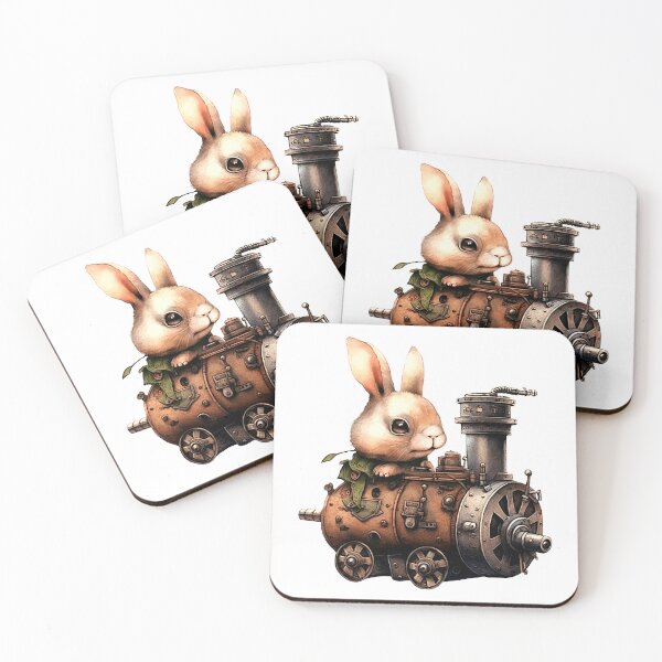 Item preview, Rabbit on Steampunk vehicle in vintage style designed and sold by Fantasy-Art.nl.