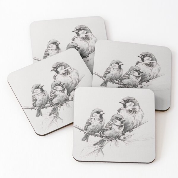 Item preview, Black and White Bird Pencil Drawing designed and sold by Pencil-Art.