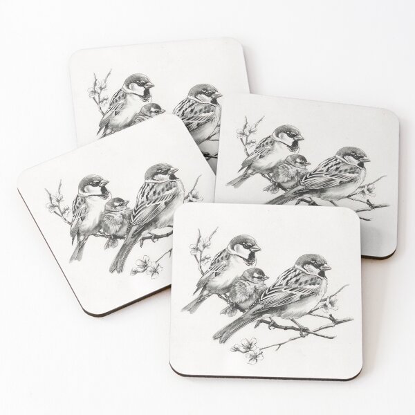 Item preview, Black and White Bird Pencil Drawing designed and sold by Pencil-Art.