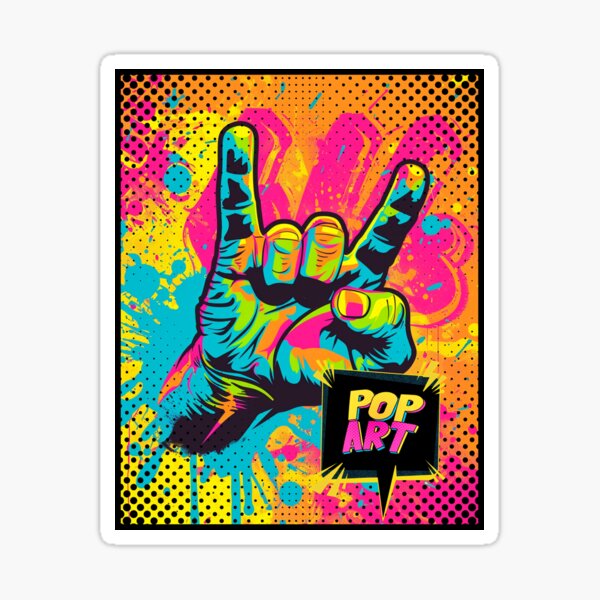 Item preview, Hand sign, pop art style colorful artwork, vivid graphics designed and sold by silent-violin.