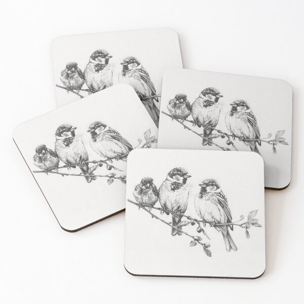 Item preview, Black and White Bird Pencil Drawing designed and sold by Pencil-Art.