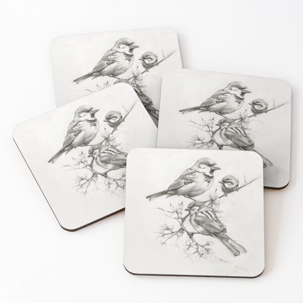 Item preview, Black and White Bird Pencil Drawing designed and sold by Pencil-Art.