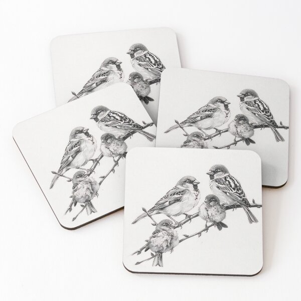 Item preview, Black and White Bird Pencil Drawing designed and sold by Pencil-Art.