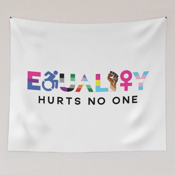 Item preview, Equality Hurts No One - Bi, Ace, Aro, WLW, MLM, Skin tone Range, Trans; Black Text designed and sold by Star Danny Baeson.
