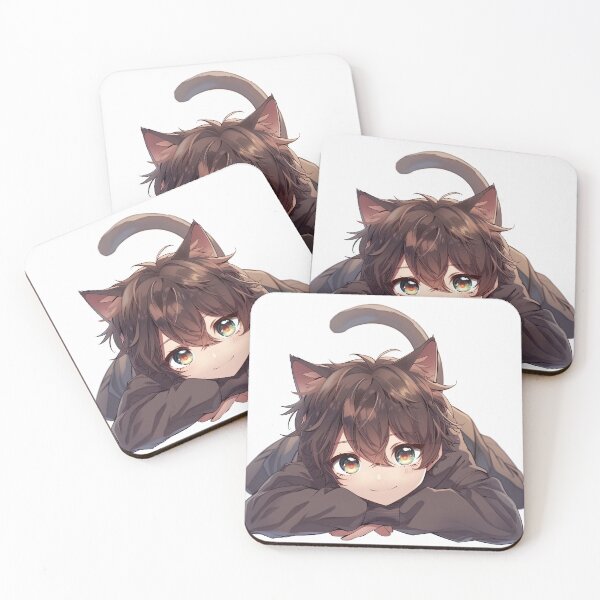 Item preview, Brown hair neko cat boy designed and sold by AmeAve.