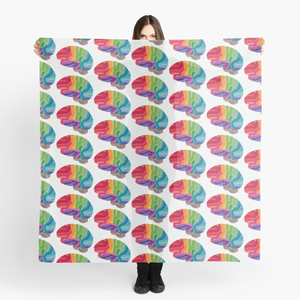 Embroidered Look - Rainbow Brain Scarf