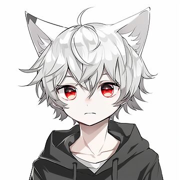 Silver white hair neko cat boy Sticker