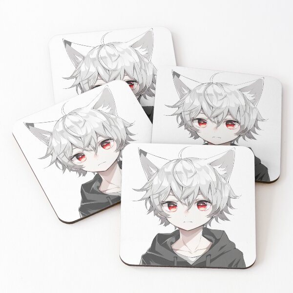 Item preview, Silver white hair neko cat boy designed and sold by AmeAve.