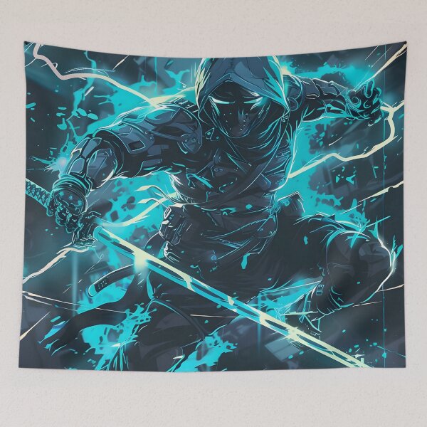 Item preview, Electric Azure Ninja designed and sold by AI-Only Creations.