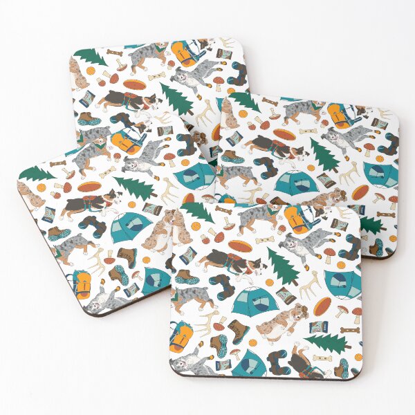 Item preview, Australian Shepherds Pattern - Adventure Aussies - Pacific Northwest Aussies - White designed and sold by EcoElsa.