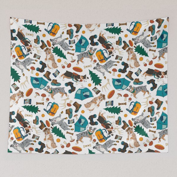 Item preview, Australian Shepherds Pattern - Adventure Aussies - Pacific Northwest Aussies - White designed and sold by EcoElsa.