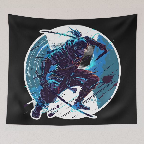 Item preview, Cerulean Cyber Samurai designed and sold by AI-Only Creations.
