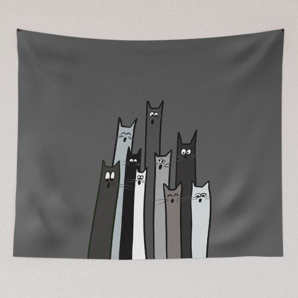 Item preview, Catskills Monochrome Startled Cat Faces designed and sold by RysowankaZS.
