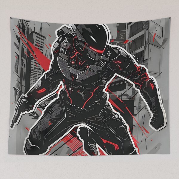 Item preview, Crimson Shadow: Android Assassin designed and sold by AI-Only Creations.