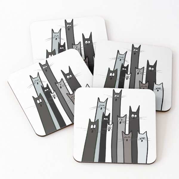 Item preview, Catskills Monochrome Startled Cat Faces designed and sold by RysowankaZS.