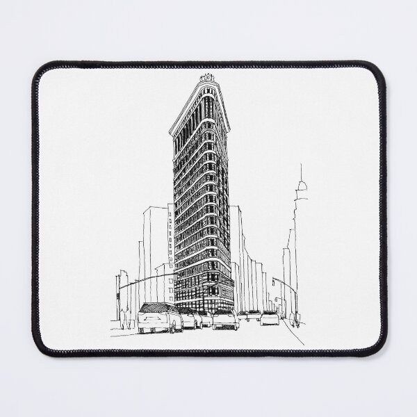 Item preview, New York Flatiron Building hand drawing architecture black and white monochrome designed and sold by junyangcaidraw.