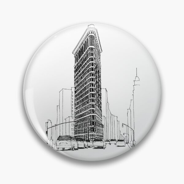 Item preview, New York Flatiron Building hand drawing architecture black and white monochrome designed and sold by junyangcaidraw.