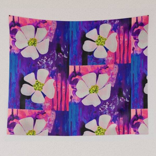 Item preview, Pink Tinted White Flowers Drippy Background designed and sold by wildjellybeans.