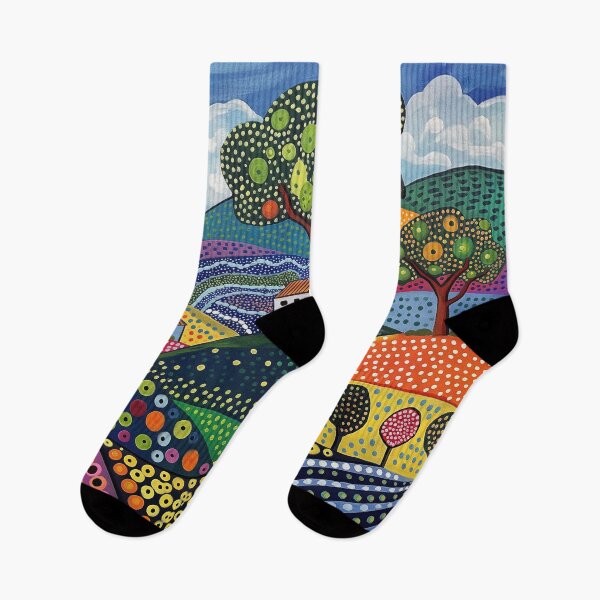 Item preview, Dotted Pattern Landscape Folk Art Style designed and sold by Neika Shimm Designs.