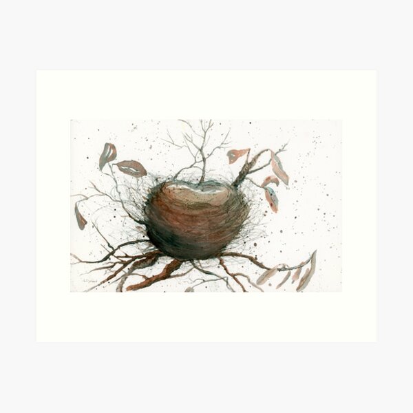 Item preview, Robin Nest, representational watercolor bird nest, Nesting, designed and sold by Lisa Cantrell.