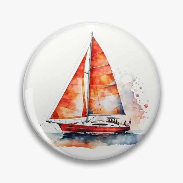 Item preview, A red sailboat on a white background designed and sold by Ratatosk-AI.
