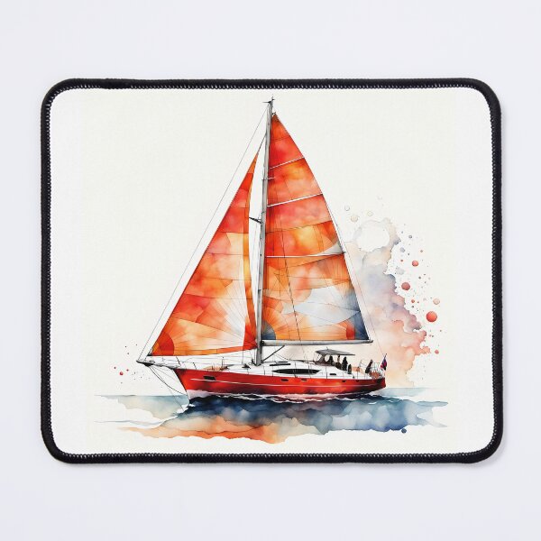Item preview, A red sailboat on a white background designed and sold by Ratatosk-AI.