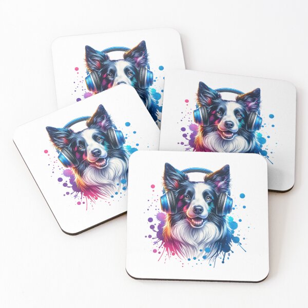 Item preview, Miniature American Shepherd with Headphones designed and sold by MyCozyCorner24.