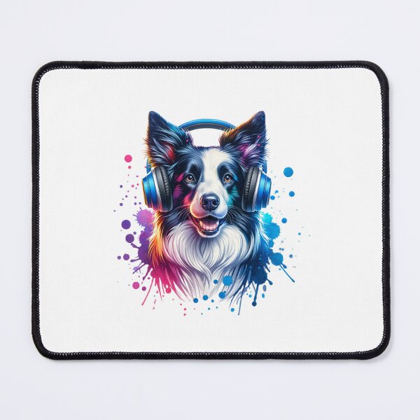 Item preview, Miniature American Shepherd with Headphones designed and sold by MyCozyCorner24.