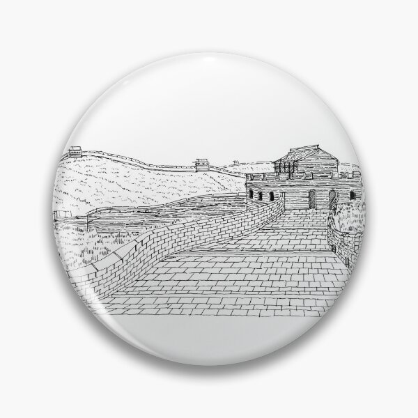 Item preview, Great Wall of China hand drawing architecture black and white monochrome architectural drawing designed and sold by junyangcaidraw.