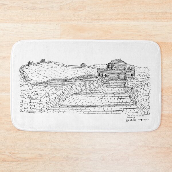 Item preview, Great Wall of China hand drawing architecture black and white monochrome architectural drawing designed and sold by junyangcaidraw.