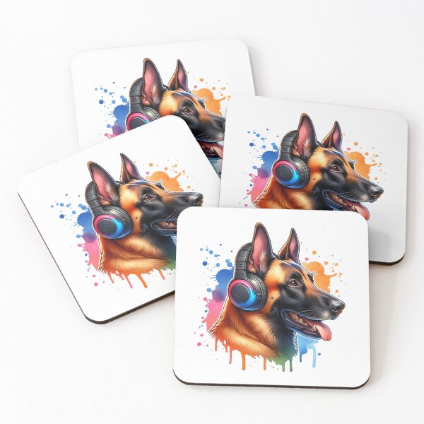 Item preview, Belgian Malinois with Headphones designed and sold by MyCozyCorner24.