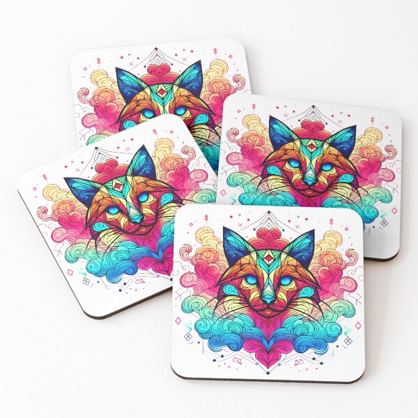 Item preview, The abstract cat of vibrant colors designed and sold by PixelCraftDSG.