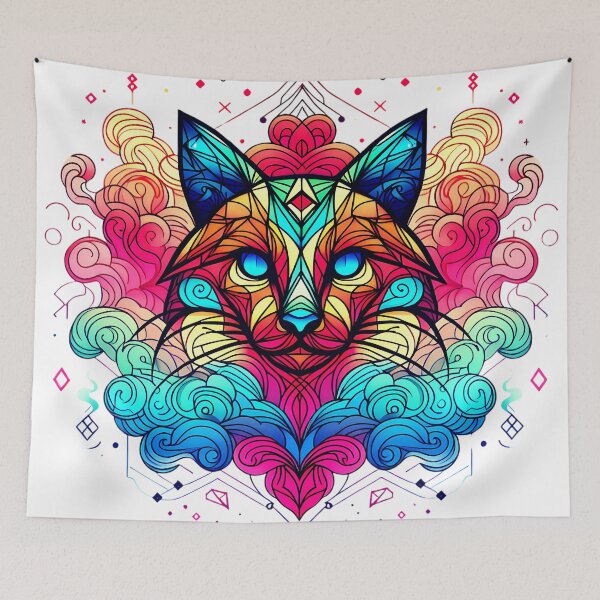 Item preview, The abstract cat of vibrant colors designed and sold by PixelCraftDSG.