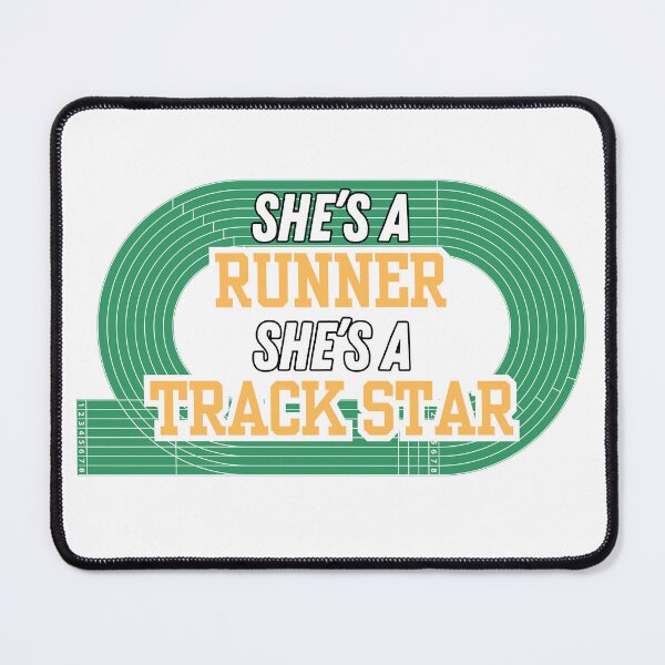 Item preview, She's a Runner She's a Track Star | Girls Track Field Cross Country | Team Colors Green Gold designed and sold by GraysonPrints.