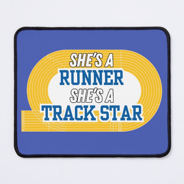 Item preview, She's a Runner She's a Track Star | Girls Track Field Cross Country | Team Colors Blue Gold designed and sold by GraysonPrints.