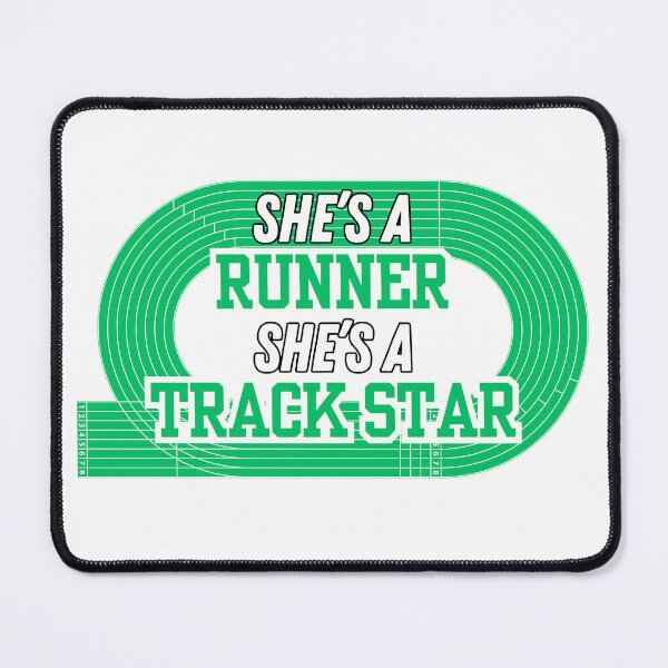 Item preview, She's a Runner She's a Track Star | Girls Track Field Cross Country | Team Colors Green White designed and sold by GraysonPrints.
