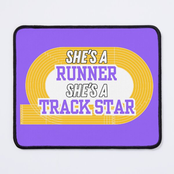 Item preview, She's a Runner She's a Track Star | Girls Track Field Cross Country | Team Colors Purple Gold designed and sold by GraysonPrints.