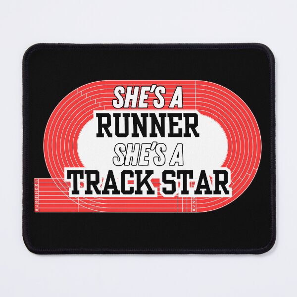 Item preview, She's a Runner She's a Track Star | Girls Track Field Cross Country | Team Colors Red & Black designed and sold by GraysonPrints.