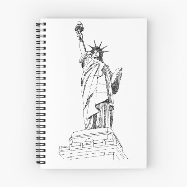 Item preview, Statue of Liberty hand drawing architecture black and white monochrome sketch architectural drawing designed and sold by junyangcaidraw.